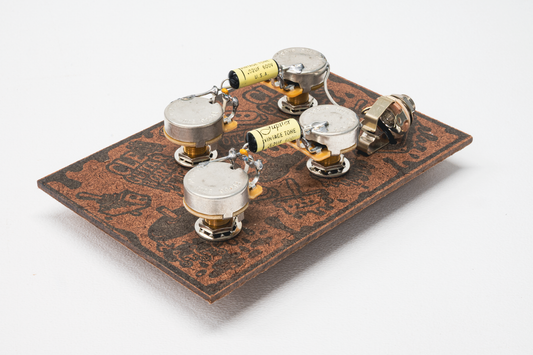 Les Paul Wiring Harness- Vintage Yellow - handcrafted prewired guitar electronics by CLE Guitar Works