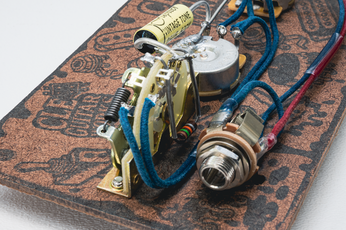 Nocaster" Blend Wiring Harness- Vintage Yellow - handcrafted prewired guitar electronics by CLE Guitar Works